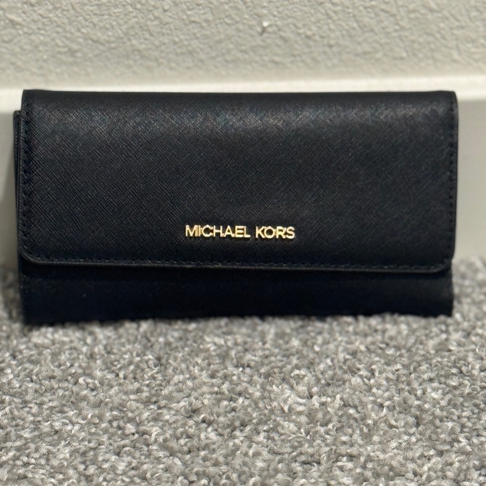 Michael Kors Black Card Holder with Gold Logo